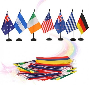 100 Countries Desk Flags,International Country Office Table Flag With Stand Base,World Countries On Every Continent Flag
