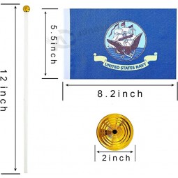 Paquete de 12 banderas de escritorio de la marina de los EE. UU. americanas Pequeñas banderas de mesa militar de EE. UU. con base de soporte, decoraciones de celebración de eventos