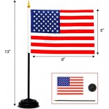 24 pays luxe bureau drapeaux ensemble - 8 x 5 pouces miniature américain américain drapeau de bureau avec poteau noir 13