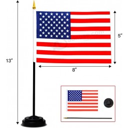 24 pays luxe bureau drapeaux ensemble - 8 x 5 pouces miniature américain américain drapeau de bureau avec poteau noir 13