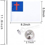 Paquet de 2 drapeau chrétien américain américain drapeau de table des chrétiens des États-Unis, petit mini drapeau de bureau de religion et de croyance des États-Unis avec base de 