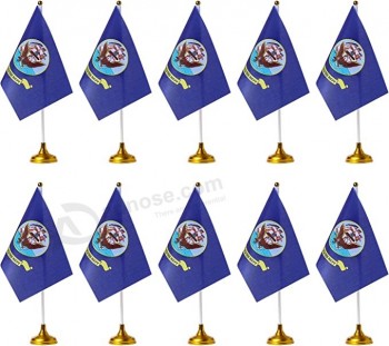 Paquete de 12 banderas de escritorio de la marina de EE. UU. Pequeñas mini banderas de mesa militar de EE. UU. con base de soporte