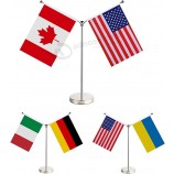 Mât de drapeau de table en forme de Y, kit de drapeau de table des pays G8, mât de drapeau en acier inoxydable avec base