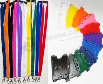glattes Schlüsselband mit Trageband aus Metallclip mit ID-Ausweis-Kartenhalter - kostenlos