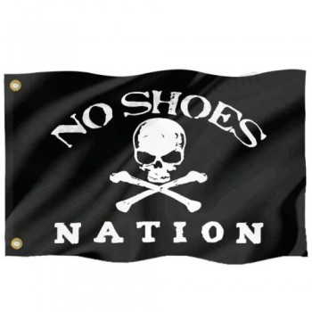 Keine Schuhe Nation Flagge Piratenboot Flaggen doppelseitiges Banner 12x18in Wanddekoration