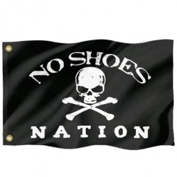 No Shoes Nation Flag Pirate Boat Flags Double Sided Banner 12x18in Wall Decor