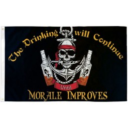 Il bere continuerà Bandiera 3x5ft Bandiera da barca Skull Jolly Roger Bandiera pirata