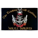 La consommation d’alcool continuera Drapeau 3x5ft Drapeau nautique Crâne Jolly Roger Drapeau pirate
