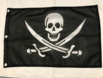12x18" Jolly Roger Pirate Skull Flag Super Polyester MOTORCYCLE BOAT Grommet21