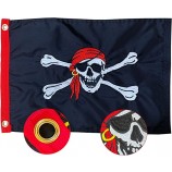 Cappello Bandana rosso pirata barca bandiera 12x18 pollici Made in USA, ricamo Jolly Roger pirata Yacht bandiere con 2 passacavo in ottone