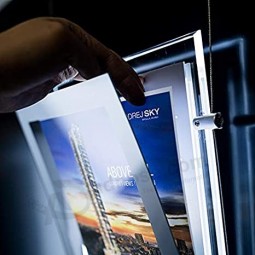 A2 Ritratto Cristallo Acrilico Led Retroilluminato Finestra Immobiliare Appeso Display Light Box Poster Cornice Segni decorativi Supporto Display pubblicitario
