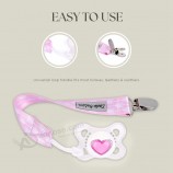 Attache-tétine par Dodo Babies Pack de 4 + étui à tétine, qualité supérieure pour les filles Modern Designs Laisse de support universel pour sucettes