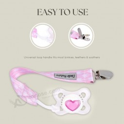 Dodo Babies Pack of 4 + Pacifier Case、女の子向けのプレミアム品質、モダンデザインのおしゃぶり用ユニバーサルホルダーリーシュによるおしゃぶりクリッ