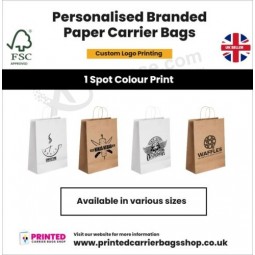 Personalisierte Tragetaschen - individuell bedruckte Papiertüten mit gedrehtem Griff und Logo