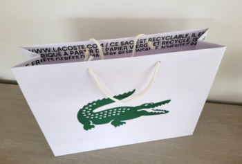 Lacoste White с логотипом крокодила Бумажная сумка 17,5