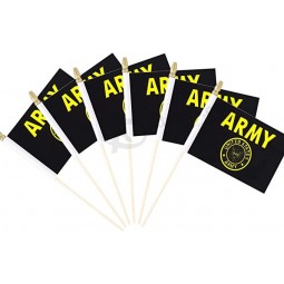 25 Pack US Army Gold Crest Small Hand Held Flags United States Military Polyester Mini Flags Decorations for Army Party Events