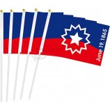 50팩 Juneteenth 스틱 플래그 스몰 미니 핸드 헬드 플래그 아프리카 아프로 아메리칸 플래그