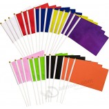Pequeña Mini Bandera de Mano de Color Sólido Blanco Liso Rojo Azul Oscuro Negro Verde Amarillo Púrpura Naranja Rosa Juego de Banderas de Palo -27 Paquete