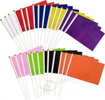 Piccola Mini Hand Held Tinta Unita Bandiera Pianura Bianco Rosso Blu Scuro Nero Verde Giallo Viola Arancione Rosa Bastone Bandiera Set - 27 Pack