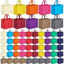 60 Stück bunte wiederverwendbare Einkaufstaschen große faltbare Geschenktasche Tasche Tasche Vliesstofftaschen mit Griff