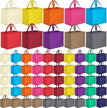 60 Stuks Kleurrijke Herbruikbare Kruidenierswaren Boodschappentassen Grote Opvouwbare Geschenktas Tote Non Woven Fabric Bags met Handvat