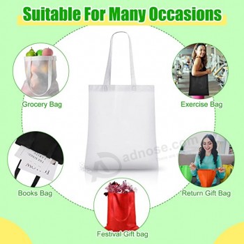 Paquet de 50 sacs fourre-tout non tissés en vrac 13 x 15 pouces sacs d’épicerie réutilisables avec de longues poignées pour faire les courses