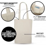 Borse tote in tela per impieghi gravosi in bianco con tasca interna