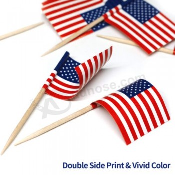 Bandera de EE. UU. Palillo de dientes Bandera Palillo de frutas Palillos de dientes Cupcakes Toppers 100 piezas