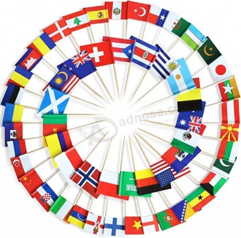 100 paesi diversi stuzzicadenti bandiera - vivida stampa fronte-retro e solido liscio pick