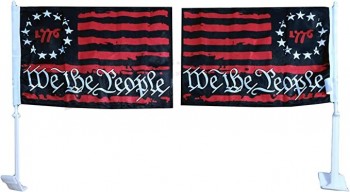 2包Betsy Ross 1776 We The people黑色和红色粗糙的Tex针织尼龙双面12x18 12“x18”汽车车辆旗帜，高质量和任何尺寸