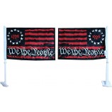 Pack of 2 Betsy Ross 1776 We The People Black & Red Rough Tex Knit Nylon Double Sided 12x18 12"x18" Car Vehicle Flag