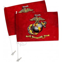 Car Flag Semper Fi 2 PCS Pack Bandera Para Carros Auto Decorations Small Banner For Window Clip Pole with high quality and any size