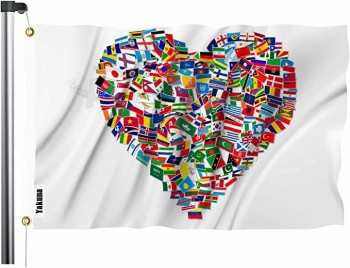 World Flags Set Flag Peace Love Heart International Global World Country Outdoor Garden Flag with high quality and any size