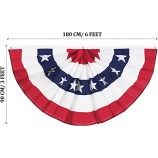 USA Pleated Fan Flag American US Bunting Flag Patriotic Half Fan Banner Flag with Canvas Header with high quality and any size