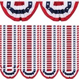 American Pleated Fan Flag Bulk, 3 x 1.5 ft USA Patriotic Flag Bunting Stars and Stripes Half Fan Banner with Flag