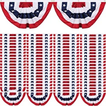 American Pleated Fan Flag Bulk, 3 x 1.5 ft USA Patriotic Flag Bunting Stars and Stripes Half Fan Banner with Flag with high quality and any size