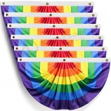 Предметы Pride Плиссированный Веер Флаг Радуга Овсянка 1,5x3 фута Баннер Гей Украшения Принадлежности для вечери