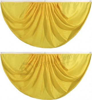 Giallo puro tinta unita pieghettato fan flag Bunting 3 x 6 Ft colore pieghettato 2 pezzi fan flag banner interno / esterno con alta qualità e qualsiasi dimensione