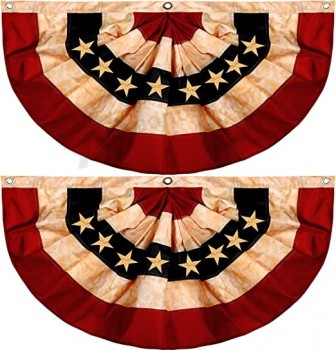 Bandierine Bandierina patriottica Bandiera americana a pieghe Fan Banner USA Half Fan Bandiera primitiva macchiata di tè per le decorazioni del Giorno dell'Indipendenza