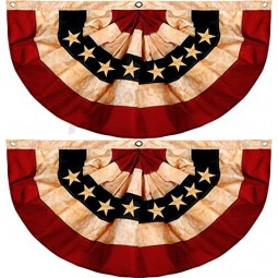 Wimpelflaggen patriotische Wimpelkette amerikanische plissierte Fanflagge USA halbe Fanbanner primitiv Tee gebeizte Flagge für Dekorationen zum Unabhängigkeitstag