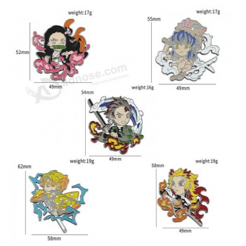 애니메이션 데몬 슬레이어 시리즈 Tanjirou Nezuko 만화 메탈 에나멜 배지 브로치 핀