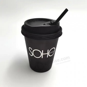 Vasos de papel de café caliente pla desechables biodegradables personalizados