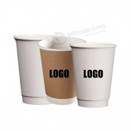 Op maat bedrukt logo wegwerp recyclen 6oz 8oz 9oz 10oz 14 oz 16oz dubbele rimpelwand hete stempelen koffiepapier kopjes met deksel