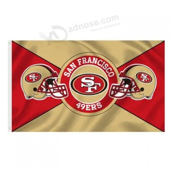 빠른 배송 사용자 정의 100D 폴리에스터 3*5FT SF 샌프란시스코 49ers nfl 축구 팀 플래그 배너