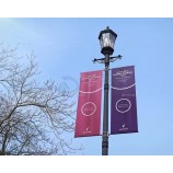 Publicidad al aire libre faro de carretera poste de luz colgar bandera rectangular banner para la calle