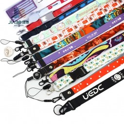 Werbeartikel kundenspezifische Anime Sublimation Drucker Polyester Lanyard ID-Kartenhalter Lanyard mit Logo benutzerdefiniert