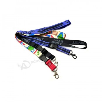 Vente en gros longes personnalisées de haute qualité avec logo personnalisé et porte-identité Longe de sublimation en polyester