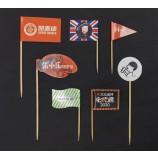 jetable qualité alimentaire dessert sandwich gâteau marqueurs logo personnalisé burger cure-dents bâton drapeau décoration cure-dent
