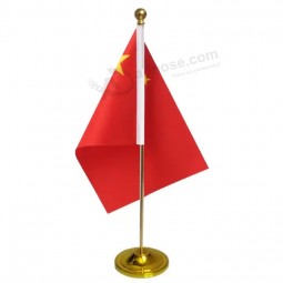 Custom polyester decorative national desk table flag with stainless steel table flag pole