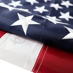 Bordado 50 estrellas Bandera nacional de EE. UU. Poliéster duradero personalizado 3x5 rayas bordadas cosidas Bandera del país americano